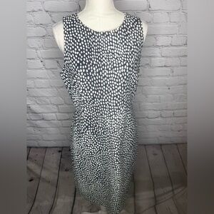 J crew navy blue and white polka dot sheath dress size 10